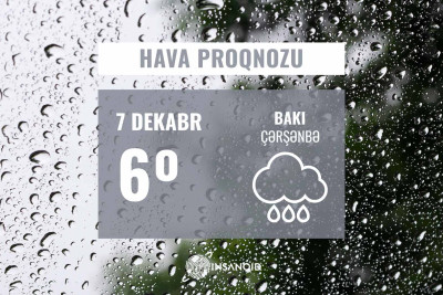Çərşənbə günü Bakıda 6° isti olacaq