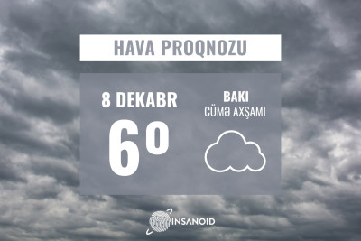 Sabah hava tutqun keçəcək, 6° isti olacaq