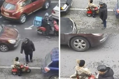 Bakıda uşaq motosikletlə yola çıxıb