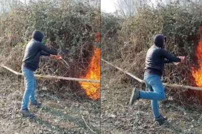 Zərdabda qaz xətti keçən ərazini yandıran şəxs saxlanılıb