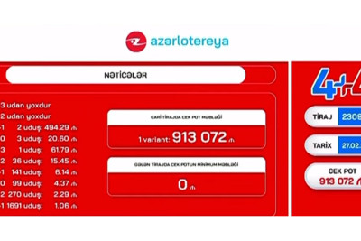 Azərbaycanda bir nəfər 913 min manat udub