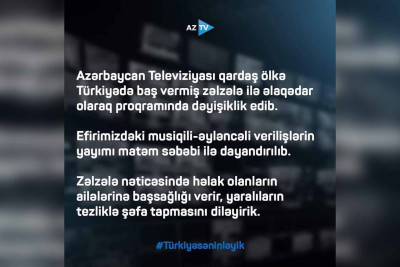 AZTV-də bütün əyləncəli və musiqili proqramlar yayımdan çıxarıldı