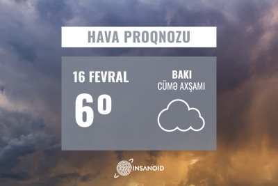 Sabah Bakıda gündüz 6° isti olacaq