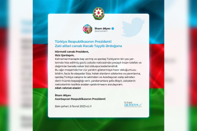 Azərbaycan Prezidenti İlham Əliyev Ərdoğana başsağlığı verdi