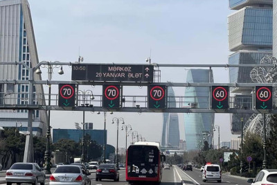 Bakıda sürət hədləri endiriləcək 14 yolda yol nişanlarının quraşdırılmasına başlanılıb