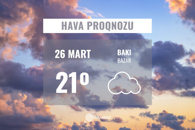 Sabah Bakıda gündüz 21° isti olacaq