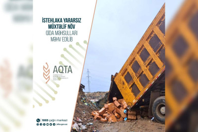 İstehlaka yararsız müxtəlif növ qida məhsulları məhv edilib