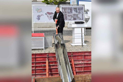 Şuşanın Qarabağ küçəsində inşa olunacaq qeyri-yaşayış binasının təməli qoyulub