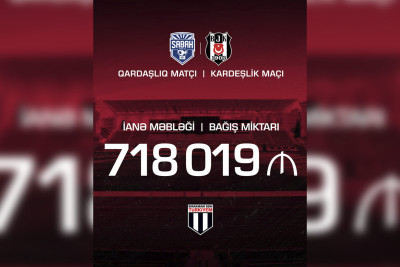 "Sabah" - "Beşiktaş" oyunundan 1 milyona yaxın vəsait əldə edilib