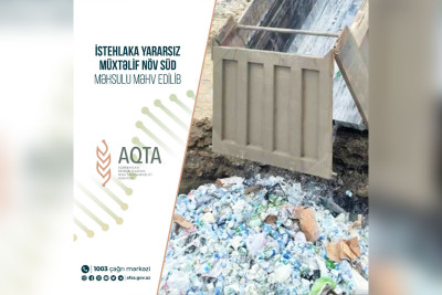 İstehlaka yararsız müxtəlif növ 33 ton süd məhsulu məhv edilib