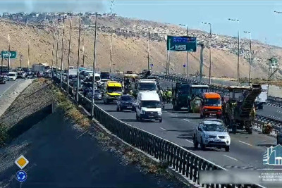 Bakıda yollardan birində sıxlıq müşahidə olunur