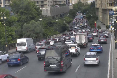 Bakıda tıxac olan yollar - SİYAHI