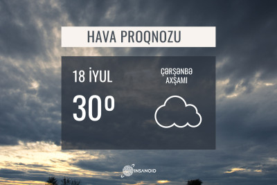 Sabah temperatur 30 dərəcəyədək yüksələcək