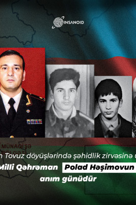 Bu gün Tovuz döyüşlərində şəhidlik zirvəsinə ucalan Milli Qəhrəman Polad Həşimovun anım günüdür