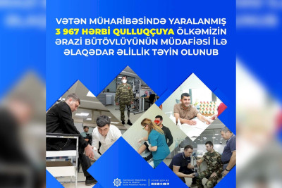 Vətən müharibəsində yaralanan 4 000-dək hərbi qulluqçuya əlillik təyin edilib