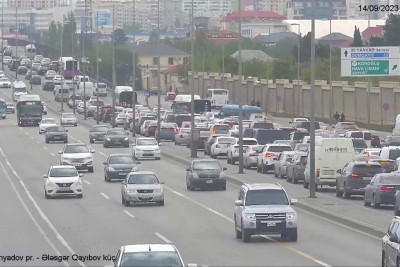 Bakıda tıxac olan yollar - SİYAHI