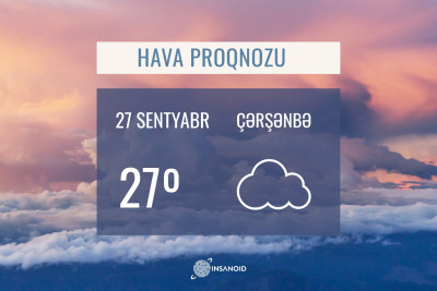 Sabah Bakıda 27° isti olacaq