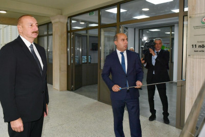 Prezident Xırdalan şəhər 11 nömrəli tam orta məktəbin yeni binasının açılışında iştirak edib - FOTO