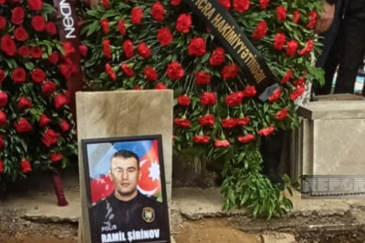 Ermənilərin mina terrorunda həlak olan polis serjantı Sumqayıt Şəhidlər xiyabanında dəfn edilib