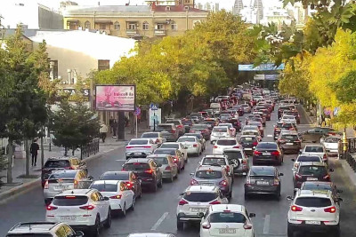 Bakıda tıxac olan yollar - SİYAHI