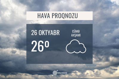 Sabah 26° isti olacaq