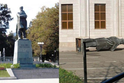 Azərbaycanlılara qarşı soyqırımı törədən Şaumyanın heykəli sökülüb