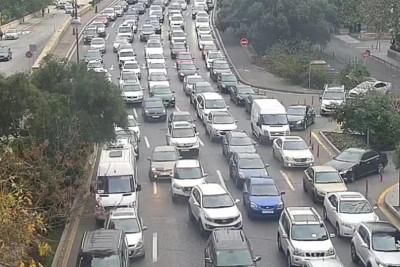 Bakıda tıxac olan yollar - SİYAHI