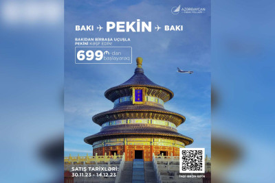 AZAL-dən Bakı - Pekin - Bakı biletlərinə endirim edilib