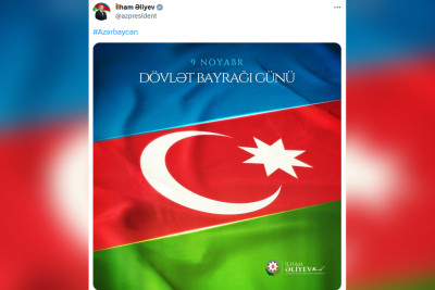 İlham Əliyev Dövlət Bayrağı Günü ilə bağlı paylaşım edib