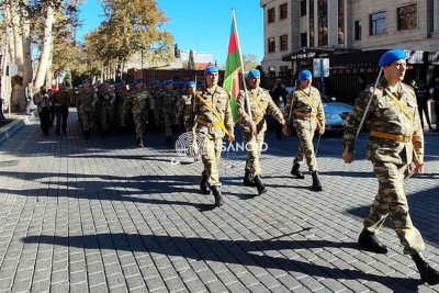 Gəncə və Sumqayıtda hərbçilərin hərbi yürüşü keçirilib - FOTO