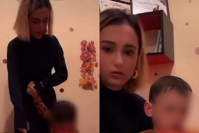 Bakıda loqoped canlı yayım açaraq uşaqla kobud davranıb - VİDEO