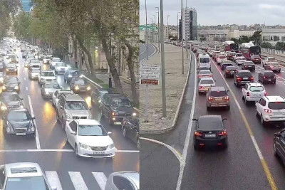 Bakı: bir sıra küçə və prospektlərində tıxac yaranıb - SİYAHI