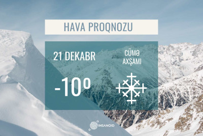 Sabah dağlarda 10° şaxta olacaq