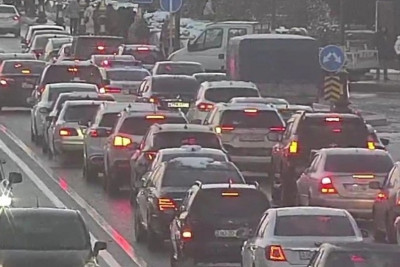 Bakıda tıxac olan yollar - SİYAHI