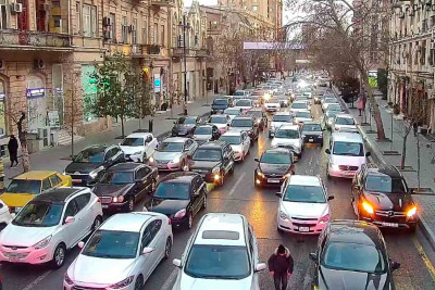 Bakıda tıxac olan yollar - SİYAHI