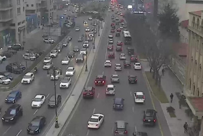 Bakıda tıxac olan yollar - SİYAHI