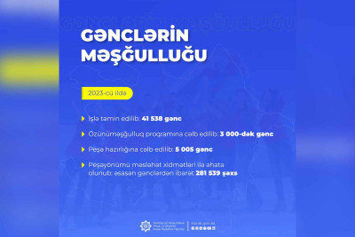 ƏƏSMN: ötən il Azərbaycanda 42 minə yaxın gənc işlə təmin olunub