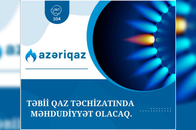 Bu gün Xudatda və Bakının 3 rayonunda qaz kəsiləcək