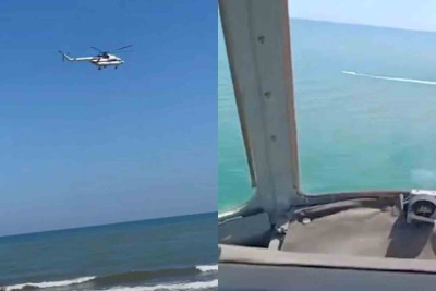 Bakıda dənizdə batan şəxsin axtarışlarına helikopter cəlb edilib
