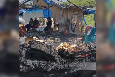 Kəlbəcər: yaşayış üçün nəzərdə tutulan çadır tamam yanıb