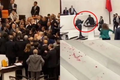 Türkiyə Böyük Millət Məclisində dava düşüb, deputatların qanı yerə sıçrayıb