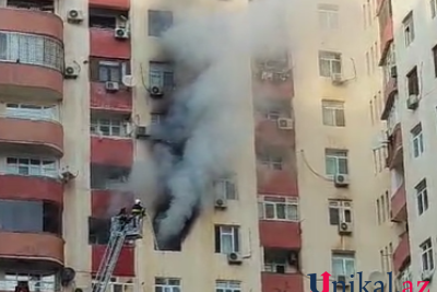 Bakıda yaşayış binasında yanğın olub, 10 nəfər təxliyə edilib - YENİLƏNİB - VİDEO