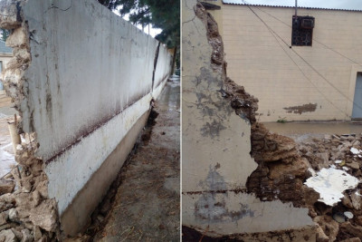 Bakıda məktəbin hasarı uçub, tədris müvəqqəti dayandırılıb