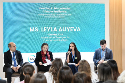 Leyla Əliyeva COP29-da gənclərin ekoloji təhsilinin əhəmiyyətini vurğuladı