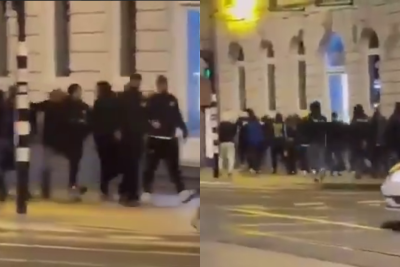 Amsterdamda futbol oyunu kütləvi dava ilə bitdi - VİDEO