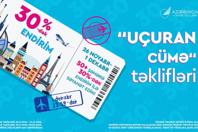 AZAL-dan “Uçuran Cümə” kampaniyası: aviabiletlərə 30%-dək endirim