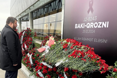 Ukrayna səfiri Bakı aeroportunda təyyarə qəzası qurbanlarının xatirəsini yad edib