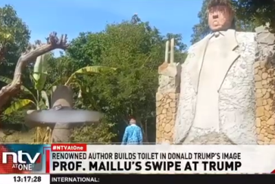 Keniyalı rəssam içərisində tualet olan Tramp heykəlini yaradıb - VİDEO