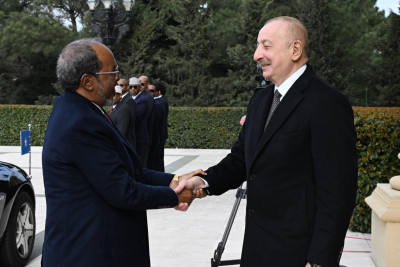 Somali Prezidenti Hasan Şeyx Mahmudun rəsmi qarşılanma mərasimi olub - FOTO