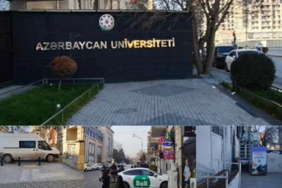 Bakıda universitet yerləşdirdiyi lövhə ilə illərdir səkini zəbt edir – FOTO